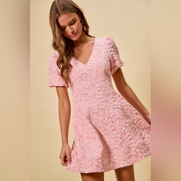 Floral Jacquard Fit And Flare Daily Mini Dress - Picture 2 of 13